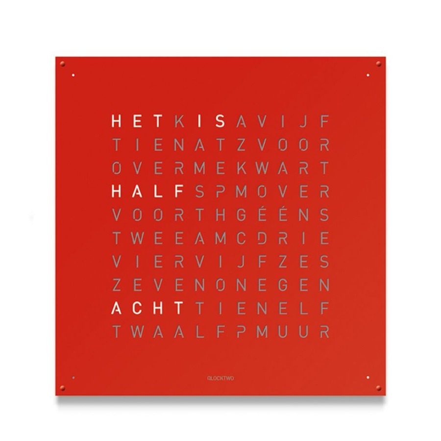 Horloges rene kahle | Qlocktwo Large Red Pepper 90X90 Cm