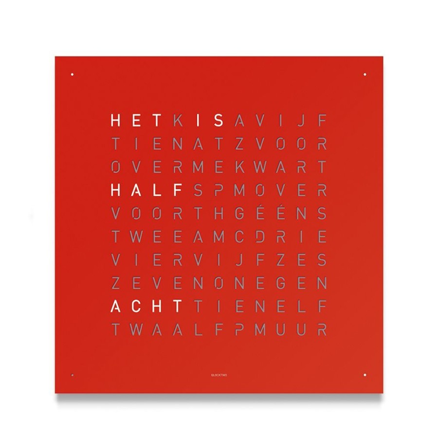 Horloges rene kahle | Qlocktwo Classic Red Pepper 45X45 Cm