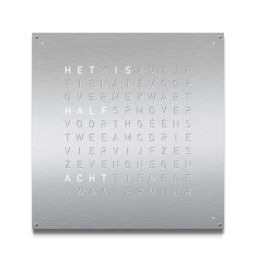 Horloges rene kahle | Qlocktwo Large Stainless Steel 90X90 Cm