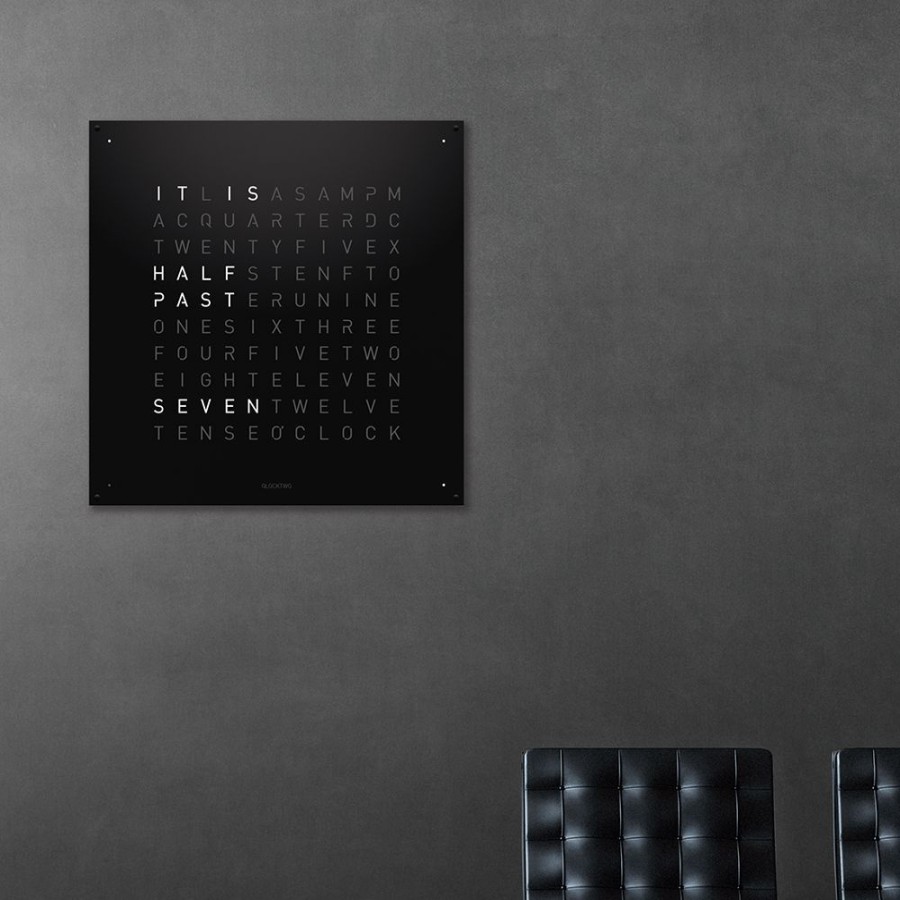 Horloges rene kahle | Qlocktwo Large Black Pepper 90X90 Cm