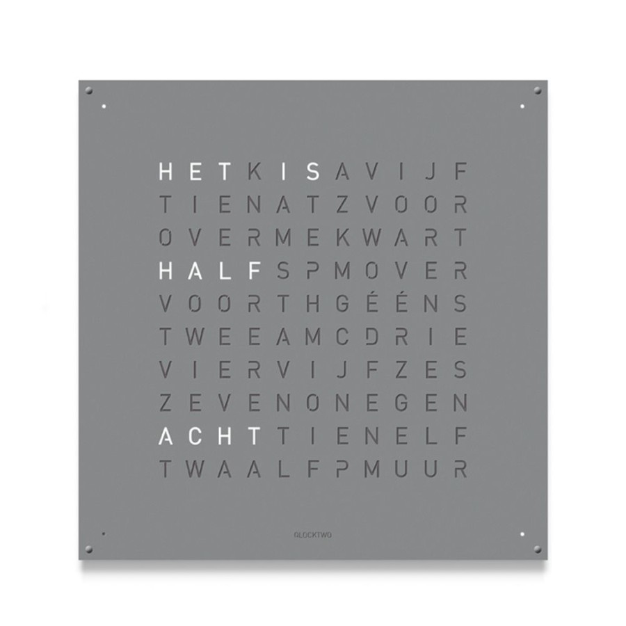 Horloges rene kahle | Qlocktwo Large Grey Pepper 90X90 Cm