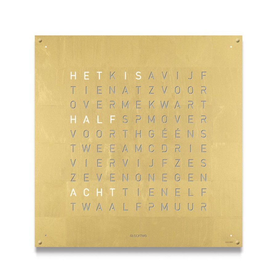 Horloges rene kahle | Qlocktwo Large Gold 90X90 Cm