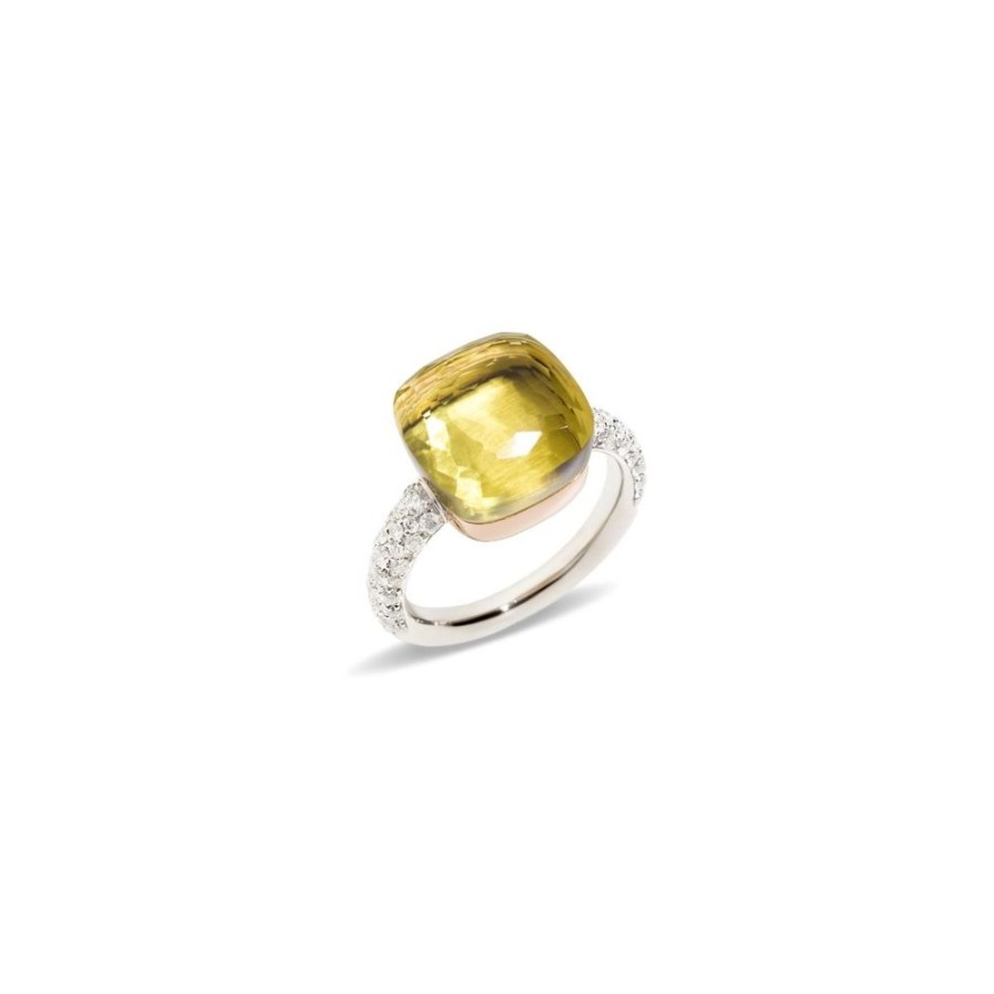 Juwelen rene kahle | Pomellato Nudo Grande Ring Diamonds Lemonkwarts