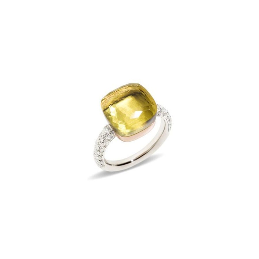 Juwelen rene kahle | Pomellato Nudo Grande Ring Diamonds Lemonkwarts