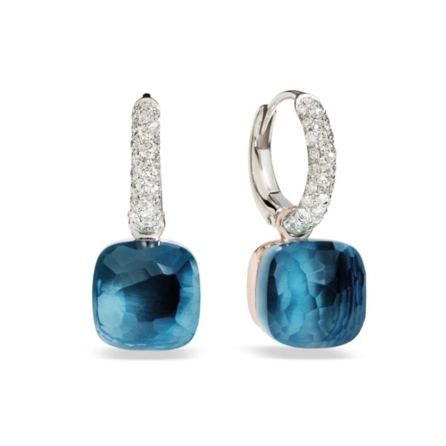 Juwelen rene kahle | Pomellato Nudo Classic Oorhangers London Blue Topaas Diamonds