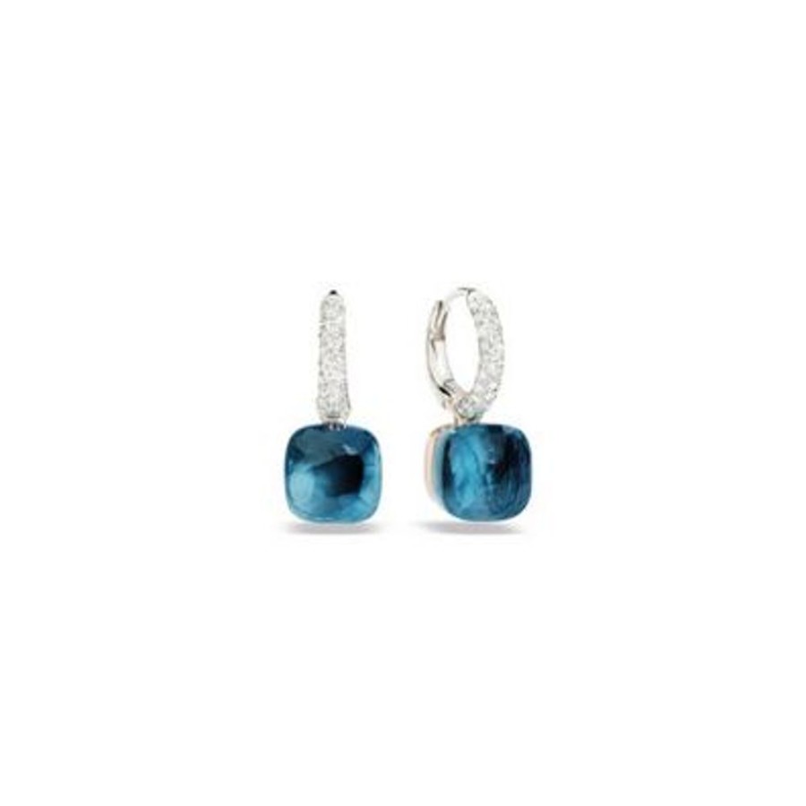 Juwelen rene kahle | Pomellato Nudo Classic Oorhangers London Blue Topaas Diamonds