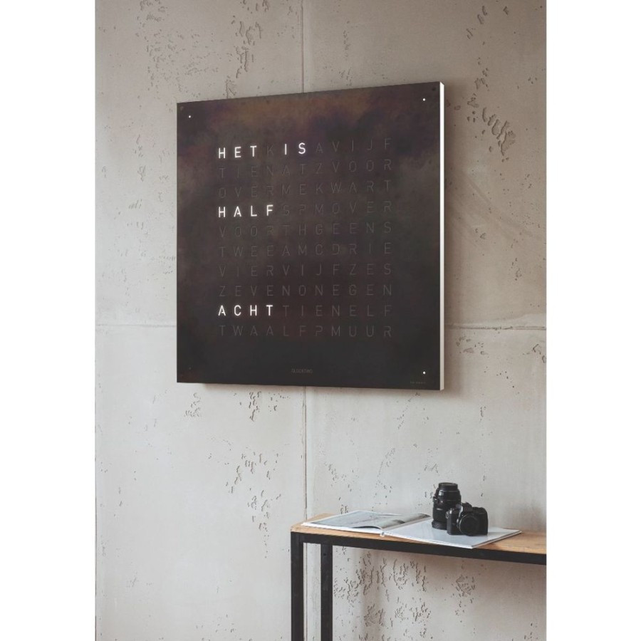 Horloges rene kahle | Qlocktwo Large Raw Iron 90X90 Cm