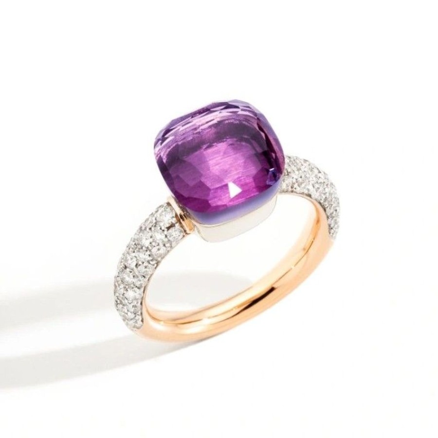 Juwelen rene kahle | Pomellato Nudo Classic Ring Amethist Diamonds