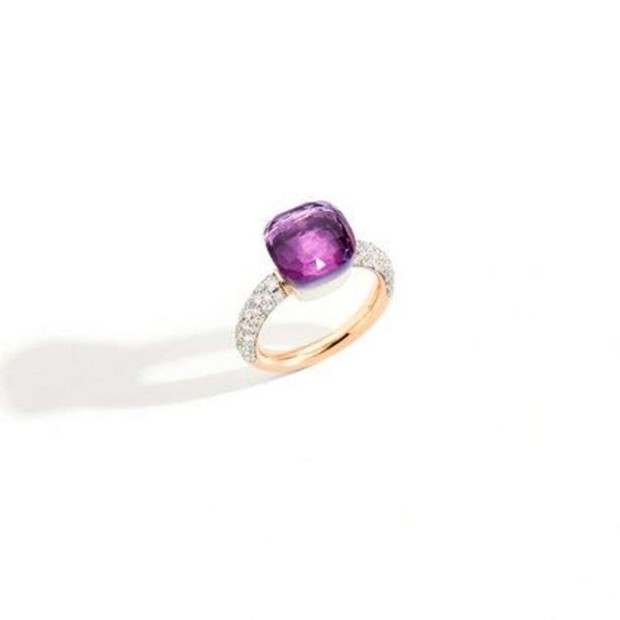 Juwelen rene kahle | Pomellato Nudo Classic Ring Amethist Diamonds