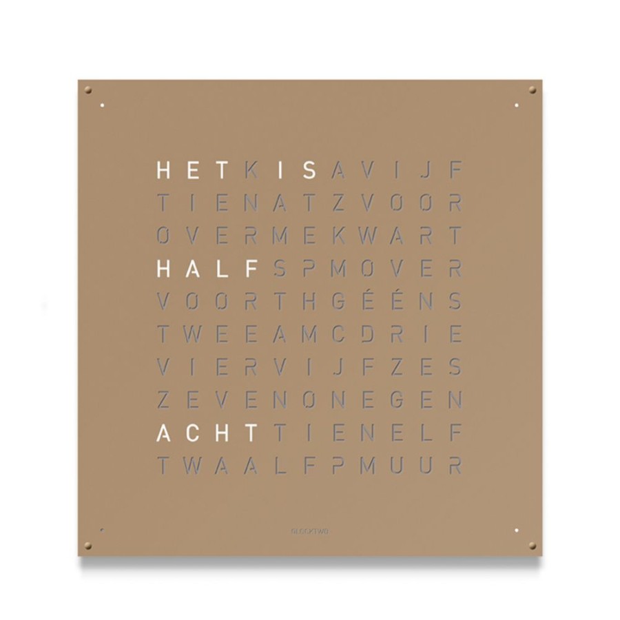 Horloges rene kahle | Qlocktwo Large Hazelnut 90X90 Cm