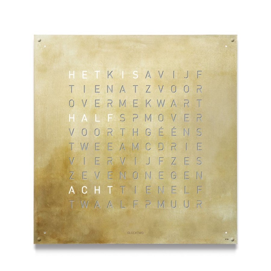 Horloges rene kahle | Qlocktwo Large Silver&Gold 90X90 Cm