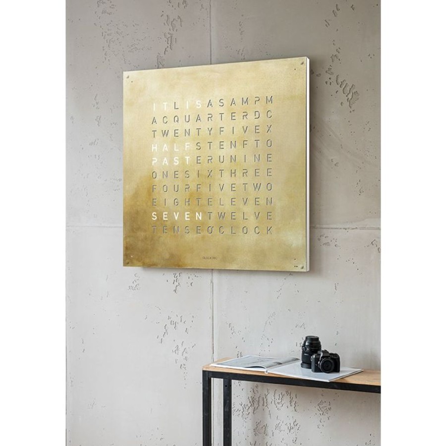 Horloges rene kahle | Qlocktwo Large Silver&Gold 90X90 Cm